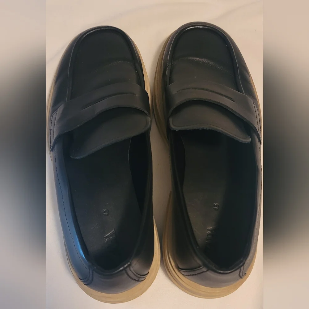 Zara Black Leather Slip-On Loafers Mens Size 45 - Picture 9 of 13